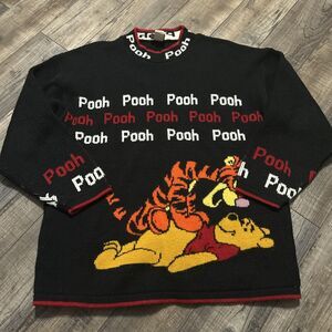 VTG Disney Winnie The Pooh Sweatshirt Women's Pullover  Black Size Large